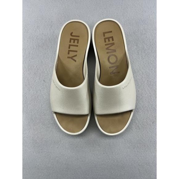 Lemon Jelly Shoes - Lemon Jelly Beige / Cream Wedge Slide Sandals Slip-On Womens EU 39 Sz 8.5